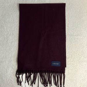 Calvin Klein 100% Acrylic Scarf, Burgundy, Approximately 11 1/2” x 74”